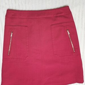 LOFT Bright Pink Mini Skirt with Zipper Details